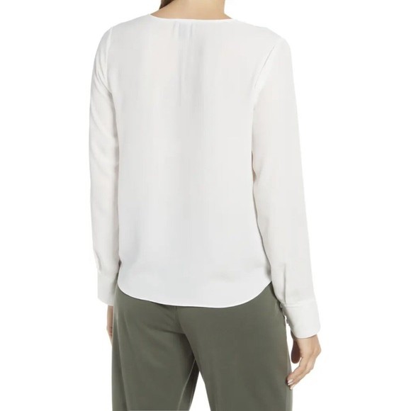 NWT Halogen Cross Faux Wrap Front White Women XXL Long sleeve Modern Blouse - Picture 10 of 10